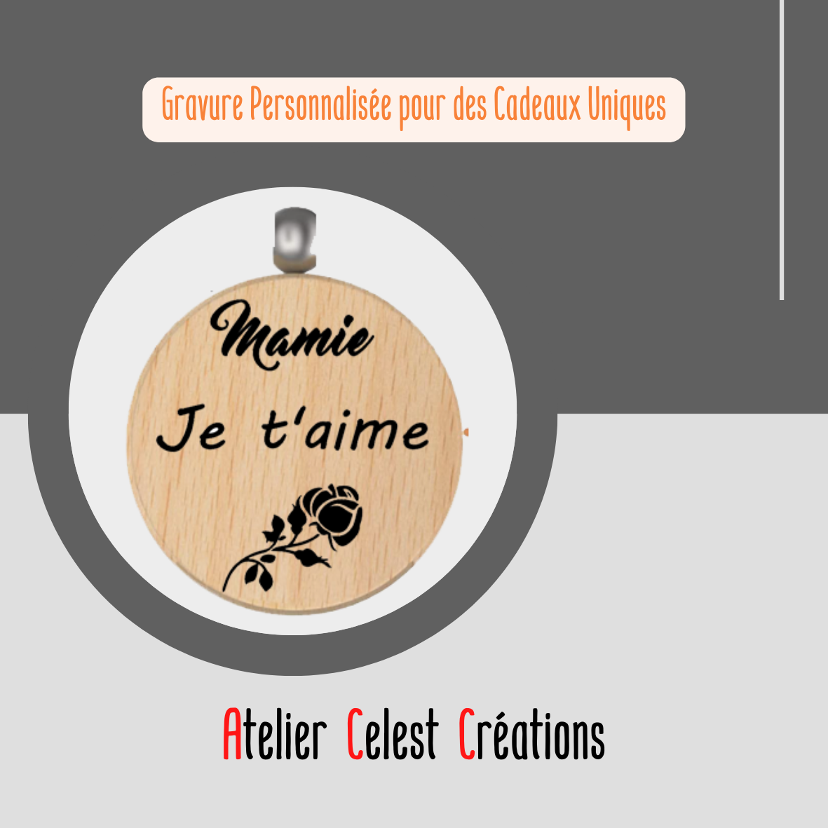 Mamie je t'aime avec rose